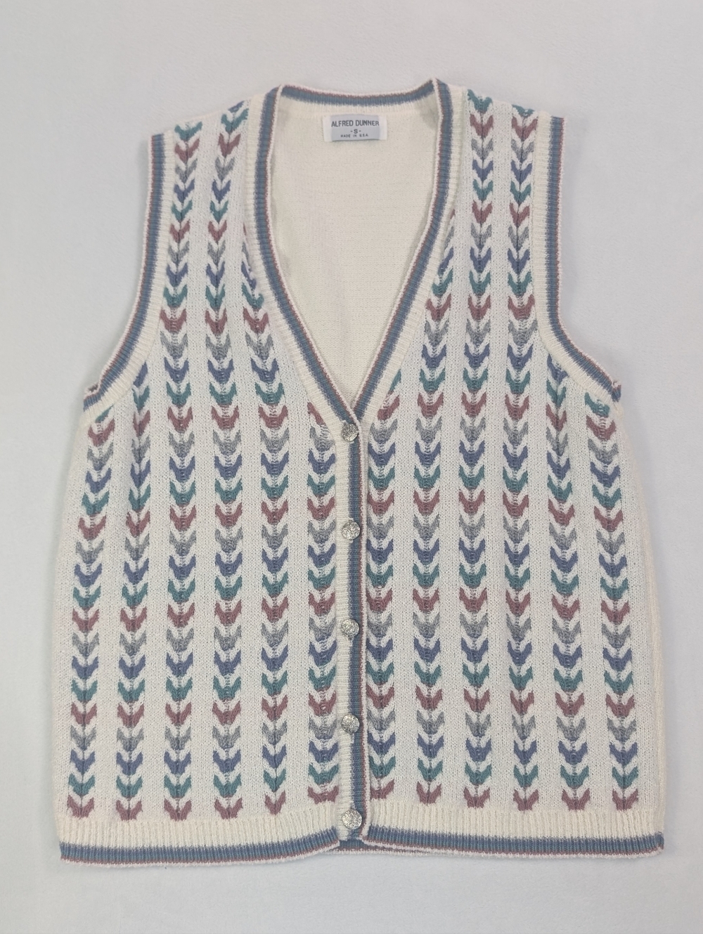 vtg‎ Alfred Dunner Cream Knit Sweater Cardigan Vest | Cottagecore | Small